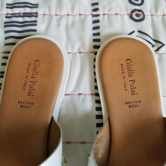 Giulia Palai White Sandals Slides Leather - Picture 3 of 9